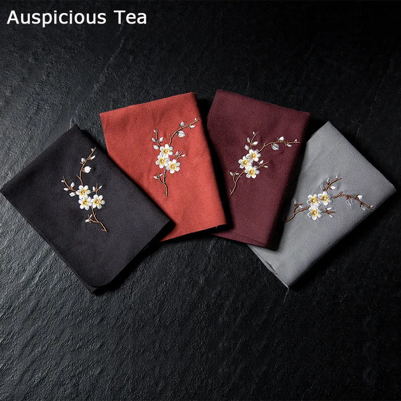 Cloth Tea Ceremony Accessory Embroidered Table Napkins Embroidered