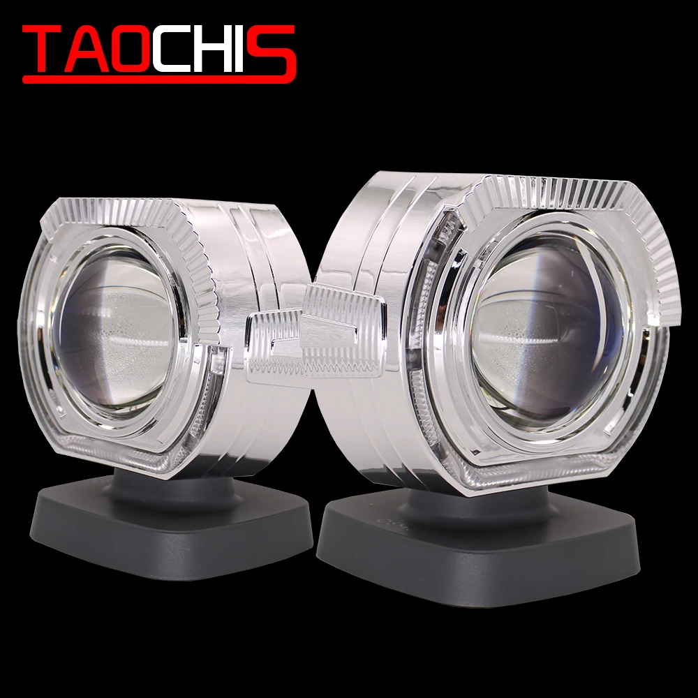 

TAOCHIS YT145 3.0 inches bi xenon projector lens shroud LED DRL car headlights chrome angel eyes white red blue yellow color