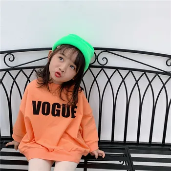 

WLG boys girls loose hoodies kids spring autumn green orange letter printed long style hoodie baby casual all match clothes