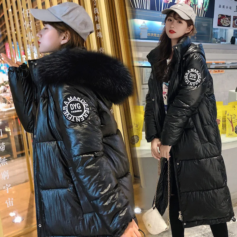 

Photo Shoot 2019 Winter Cotton-padded Clothes Online Celebrity Long over-the-Knee down Jacket CHIC Women's College Style Thick L