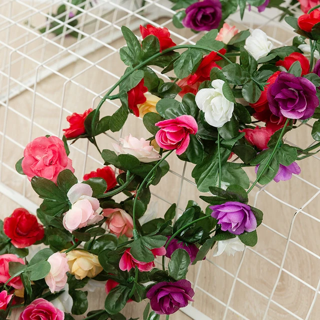 Roses artificielles de 250CM, pour mariage, décoration de salle de maison, arc de jardin de printemps et d'automne, fausses plantes de vigne de noël en rotin, DIY 3