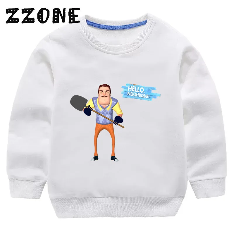 5225F-White Детские толстовки детские забавные толстовки с героями мультфильмов «Hello neigher» хлопковый пуловер для малышей топы для девочек и мальчиков, осенняя одежда KYT5225 - Цвет: 5225F-White
