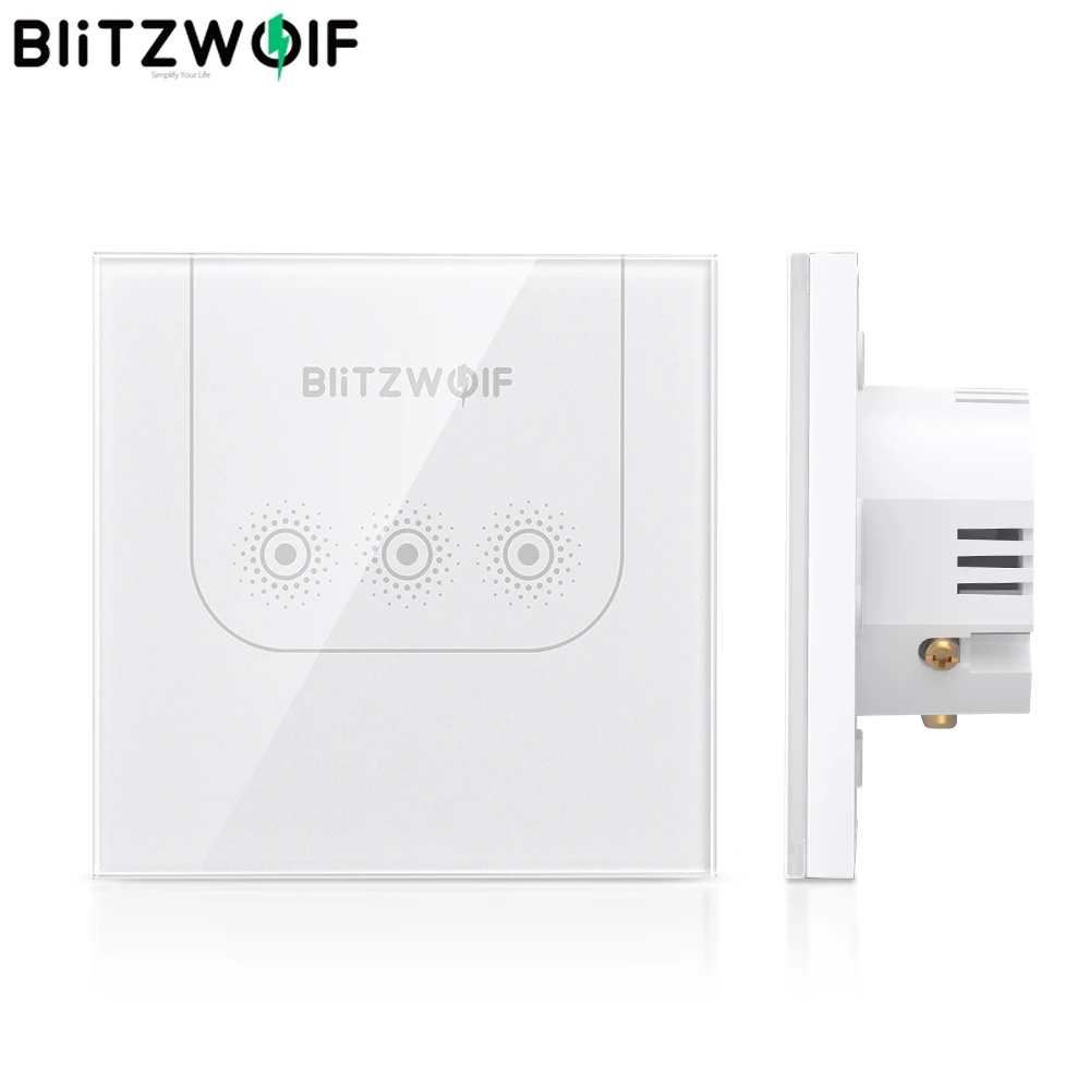 BlitzWolf BW-SS3 умный дом 10А 2,4 ГГц wifi сенсорный пульт дистанционного управления настенный выключатель розетки панель из закаленного стекла работает с Amazon Alexa