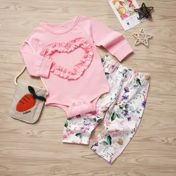 

2PCS Newborn Infant Baby Girls Outfit Clothes Romper Jumpsuit Bodysuit+Pants Set