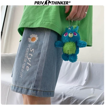 

Privathinker 2020 Men Harajuku Summer Denim Shorts Mens Flower Printed Jeans Male Korean Knee Length Denim Shorts Blue Clothes