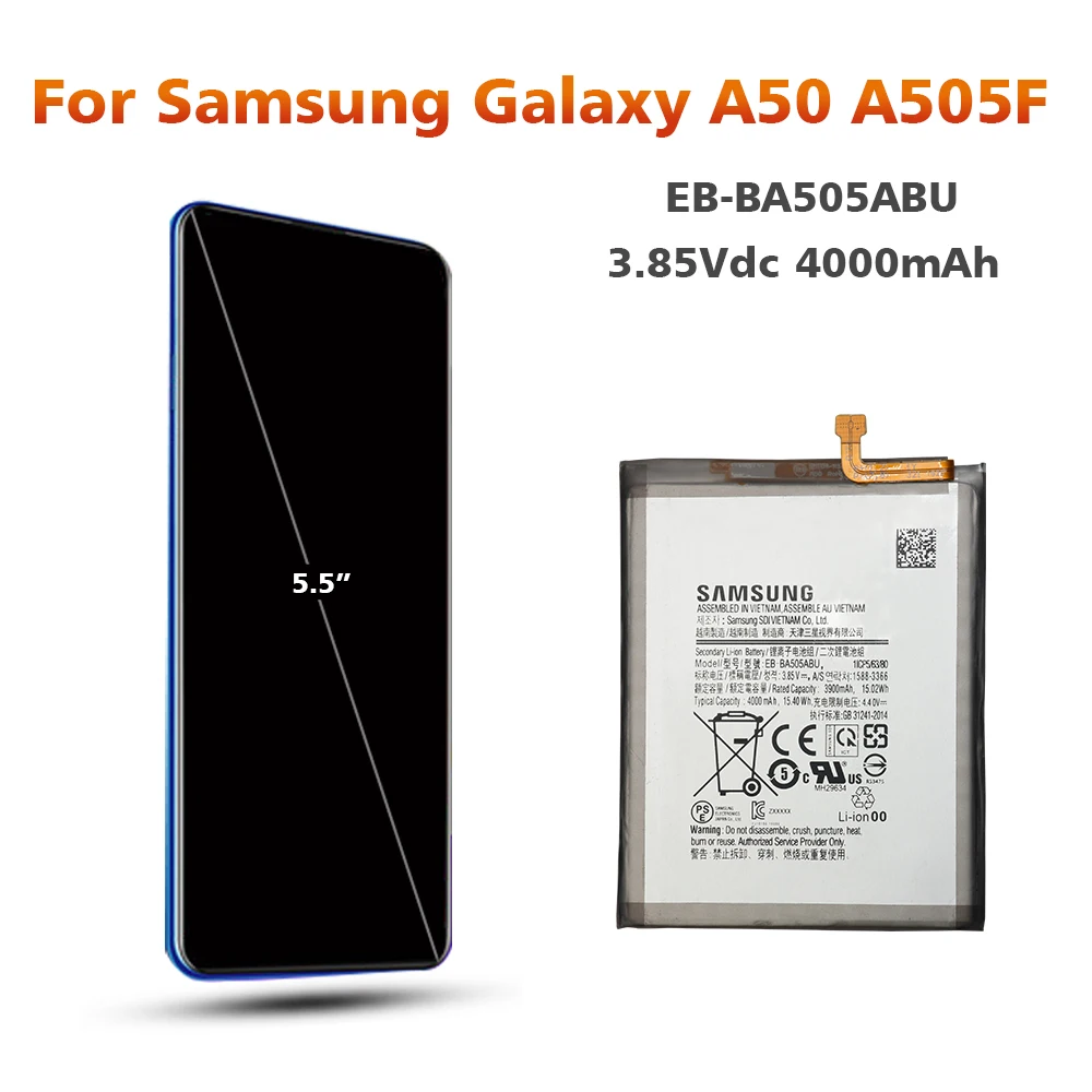 Аккумулятор для samsung A50 аккумулятор EB-BA500ABE для samsung GALAXY A50 A505F A505DS A505D 2300 мАч Сменный аккумулятор для телефона