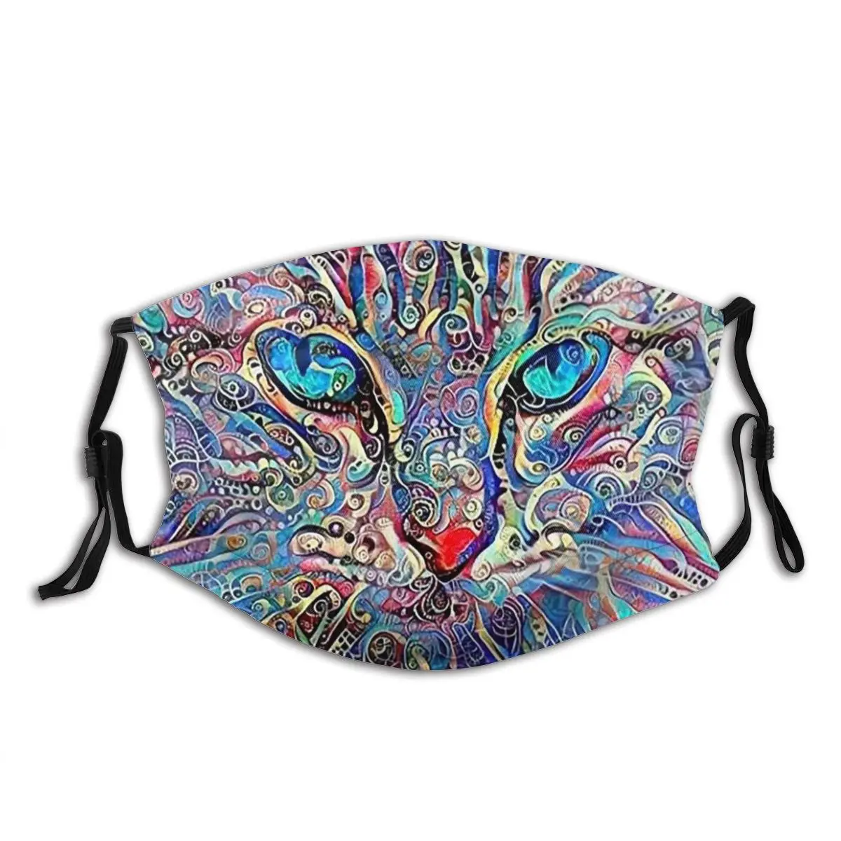 

Dust Mask Psychedelic Violet Blue Cat PM2.5 Mouth Face Mask With Filter