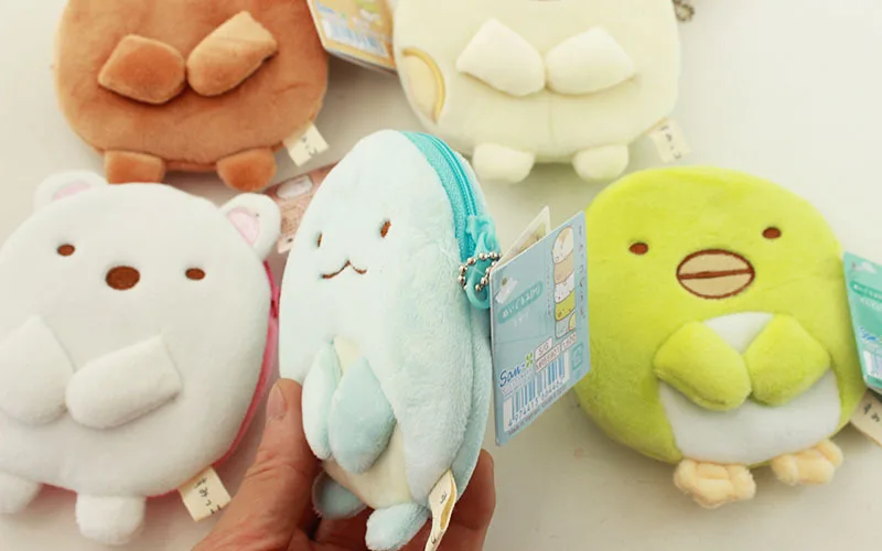 1 шт., мультяшный милый плюшевый Кошелек Sumikko Gurashi аниме, Детский плюшевый Кошелек, плюшевые игрушки, милые животные, брелок, держатель для карт, сумочка, кошелек