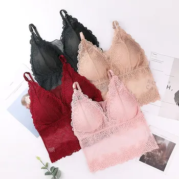 

Women Lace Flower Tank Top Bra Sexy Lace Floral Strap crop Top Bras Tube Vest Chest Wrap Cami Bralette Crochet Vest Crop Top