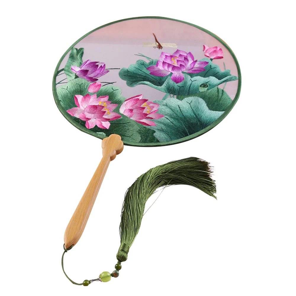 lotus flower 2 Китайский культурный красиво сделанный двойной ручной вышивка вентиляторы Дворцовый стиль подарки невесты свадебные букеты свадебный букет - Цвет: lotus flower 2