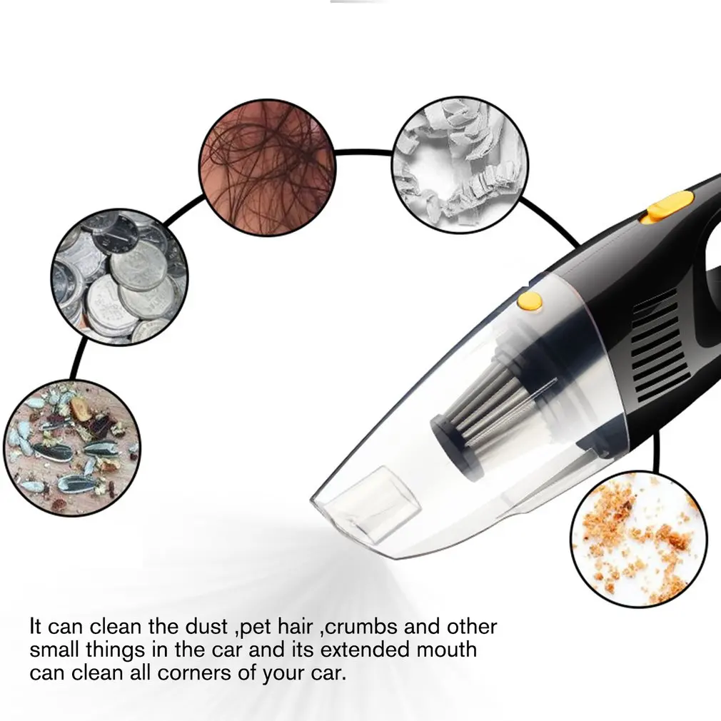 5000PA Strong Suction Power Car Vacuum Cleaner Filter DC 12Volt 120W USB Charging Dual Battery with Night lighting