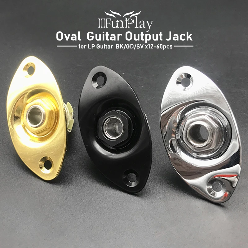 

12Pcs Oval Electric Bass Guitar Output Input Jack Socket Cover Plate with 2 Mounting Screws for LP Electric Guitar