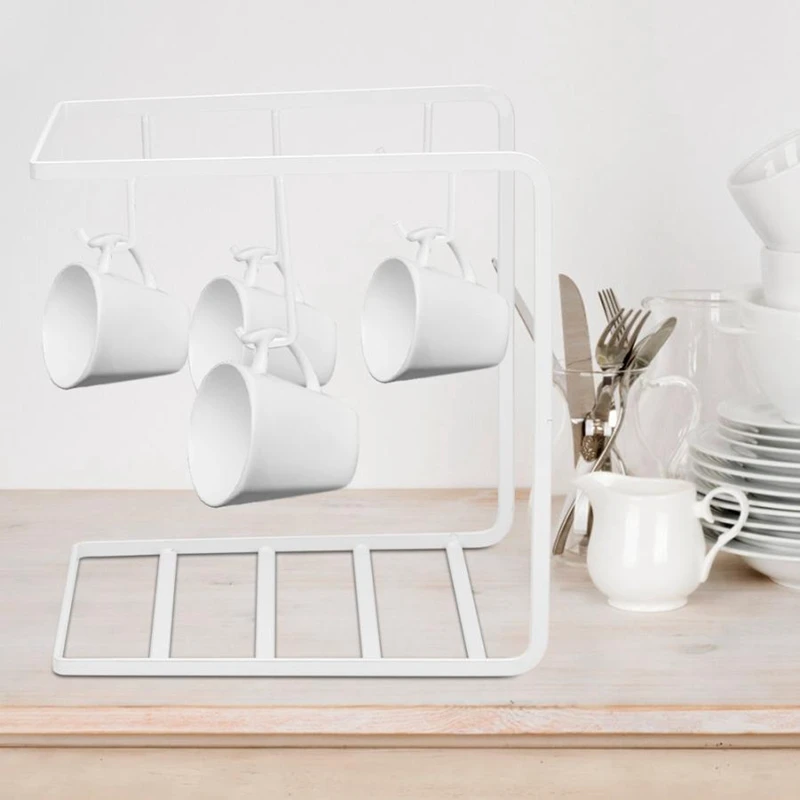 Iron Kitchen Organizer Storage Shelf Multi-Functional Cupboard Hanging Hook Shelves for Cup Drainer Holder