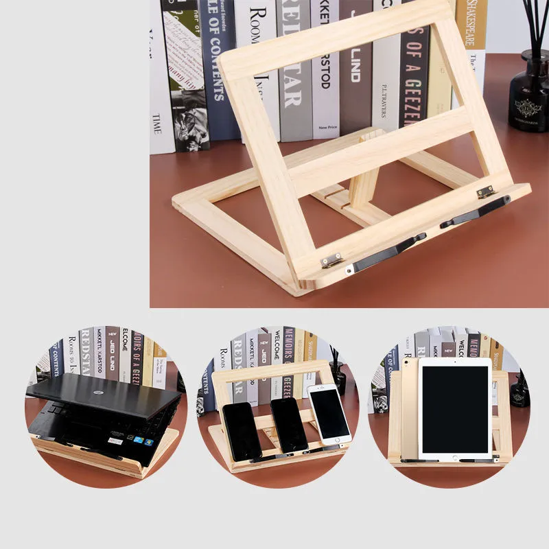 

1 pcs Reading Bookshelf Wooden Frame Bracket Book Reading Bookend Tablet PC Support Music Stand Wood Table Drawing Stationery