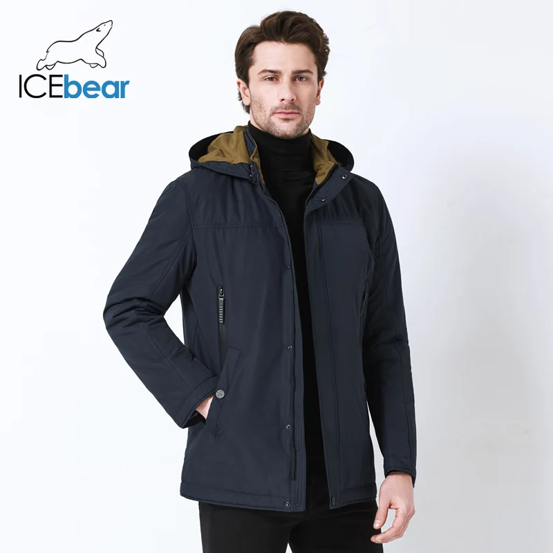 ICEbear, Высококачественная куртка, Весенняя новинка, повседневная мужская куртка с воротником, отстегивающаяся шапка, брендовая мужская куртка MWC18123I