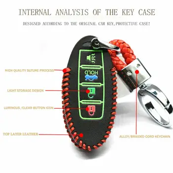 

Alloy Leather Car Remote Key Cover Case Fit For Nissan 2019 2020 Accessorie