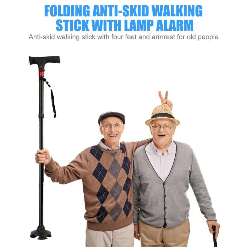 

Telescopic Folding Canes LED Light Aged Walking Sticks Poles for the Elder Camp Telescopic Baton Outdoor Hiking Poles Crutch