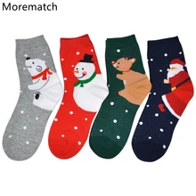 Morematch/1 пара, модные женские носки, Женский Рождественский носок для подарков, зимние милые хлопковые носки, теплые носки средней длины, Размер 4,0-7,0