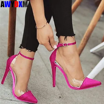 

Women shoes 2020 summers Transparent shallow Fine heel ladies sandals woman wedding party Super high heels 11cm shoes female 229