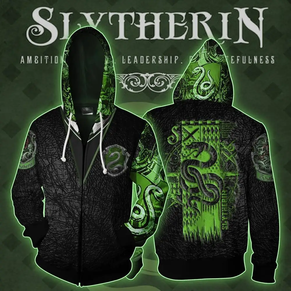 Style4 Zipper Movie Wizardry Ravenclaw Gryffindor Hufflepuff Slyt, толстовка для косплея, для мужчин и женщин, модные толстовки с капюшоном, костюмы, топы, худи на молнии - Цвет: Style4 Zipper