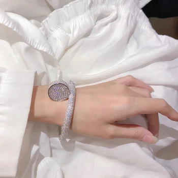 

Designer fashion cubic zircon bijoux femme silver color bangle bracelet jewellery for women