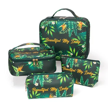 

Printed Cosmetic Bag Organizer Travel Toiletry Bag Set Pink Beauty Case Makeup Case Beautician Vanity Necessaire Trip