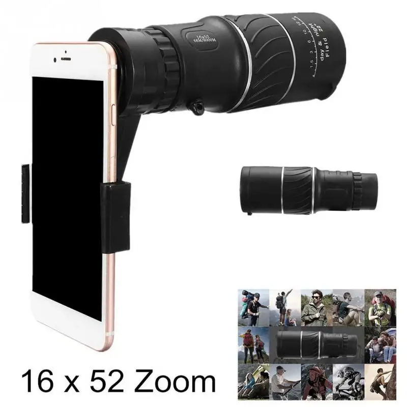 Zoom Monocular Telescope Lens Camera Scope 16x52 for iPhone X Galaxy S9 Note 8