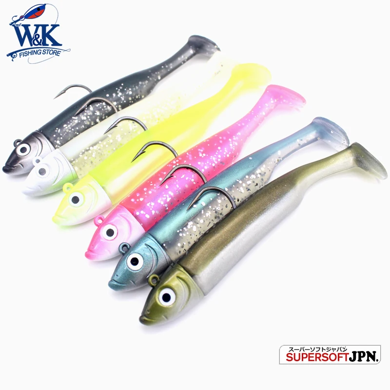 Realistic Glow Fishing Lures with 12g Jig Hook 3.5inch Swimbait Slinky Shad  85# Soft Bait Set for Boat Bass Lure