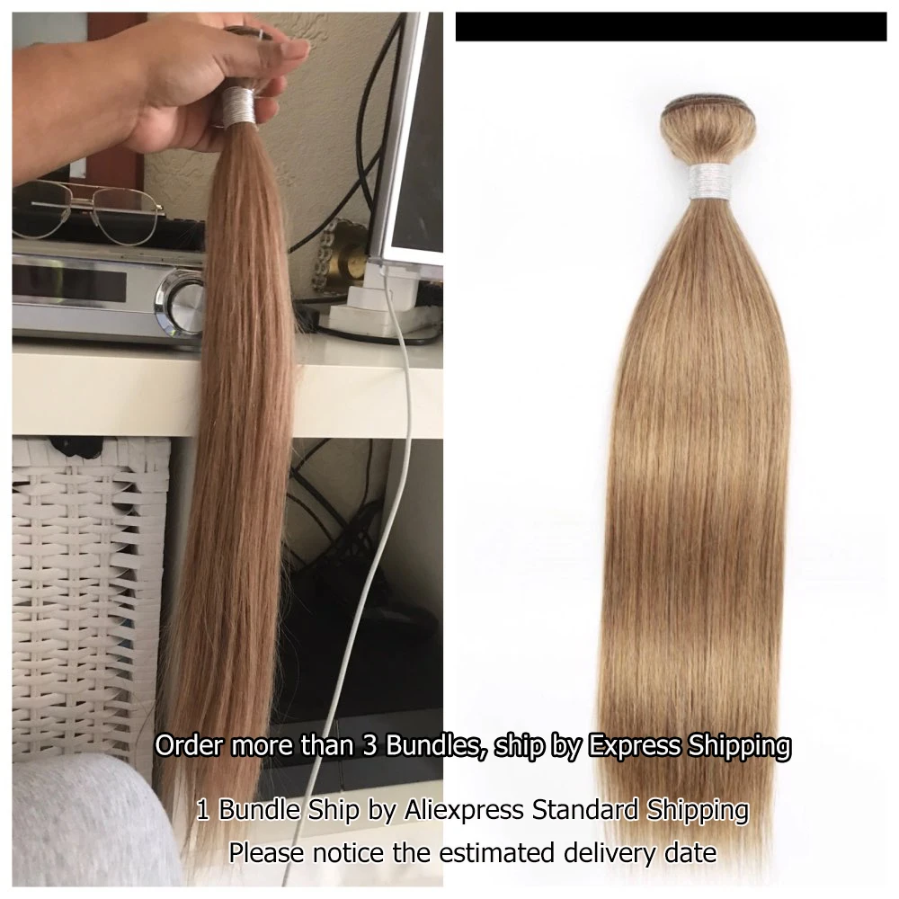 Cena Kolekcja Bobbi 1 sztuka kolor 8 popiołu włosy blond splot zestawy indyjskie włosy proste nierealne ludzkie do przedłużania włosów