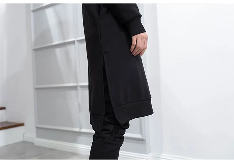 M-4XL long men's winter over the knee plus velvet thick winter hooded pullover loose trendy thick coat wild