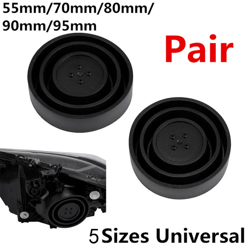 2Pcs Universal Seal Cap Dust Cover 5 Sizes For Car Headlight LED HID
