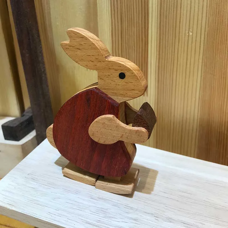 

Fashion Children's Wooden Toys Downhill Wooden Cattle Horse Assembled Puzzle Parent-Child Rabbit Animal DIY Spare