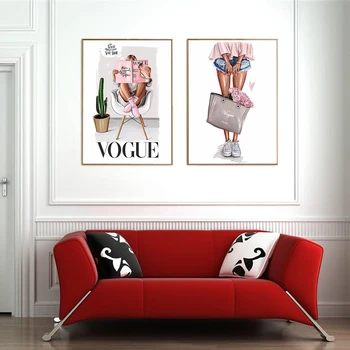 

Nordic Style Scandinavian Decor Vintage Fashion Art Posters And Prints Magazine Girl Canvas Painting Wall Art Pictures for Room