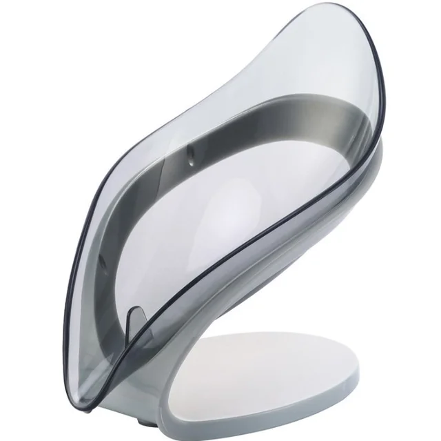 Nordic Style Soap Box Leaf-Shaped Box Water Drain Soap Holder Box Bathroom Shower Plate Tray Bathroom Supplies Bathroom Gadgets Grey