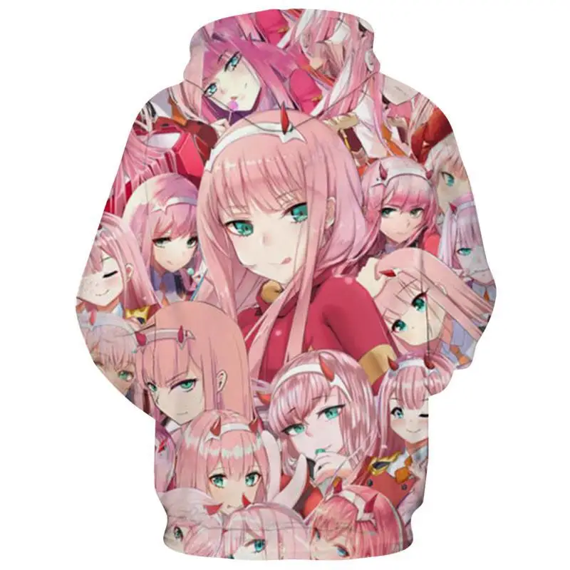 

Japanese man dear Franks zero two 3D printed hooded hoodie cosplay anime peripheral