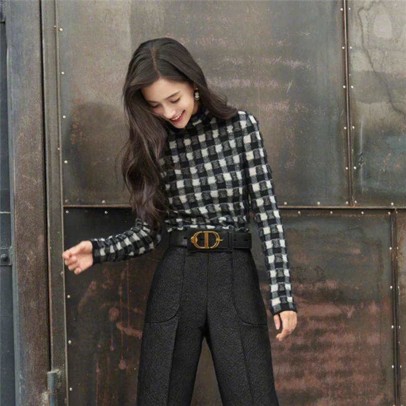 [MENKAY]New High Quality Striped Turtleneck Women Sweater Autumn Winter Long Sleeve Jumper Knitted Loose Fashion Pullover