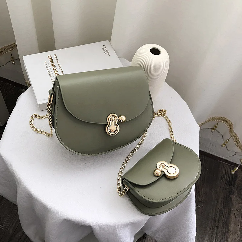 

PU Leather Chain Bag Women's 2019 New Style Summer Shoulder Bag Korean-style Casual Simple WOMEN'S Bag Fashion Shoulder Saddle B