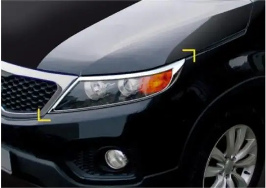 Автомобильные аксессуары для Kia Sorento 2010 2011 наружный АБС хромированный головной светильник, декоративный передний головной светильник, накладка на голову, 2 шт