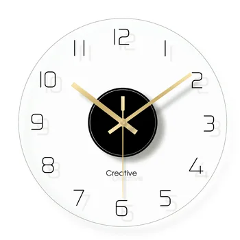 

Luxury Round Simple Nordic Glass Wall Clock Office Silent Creative Kitchen Wall Clock Modern Design Wandklok Home Watch Bw50wc