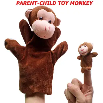 

2pcs Cute Christmas Kids Hand Glove Puppet Finger Plush Toys Cartoon Animal Parent-Child Tell Story Props