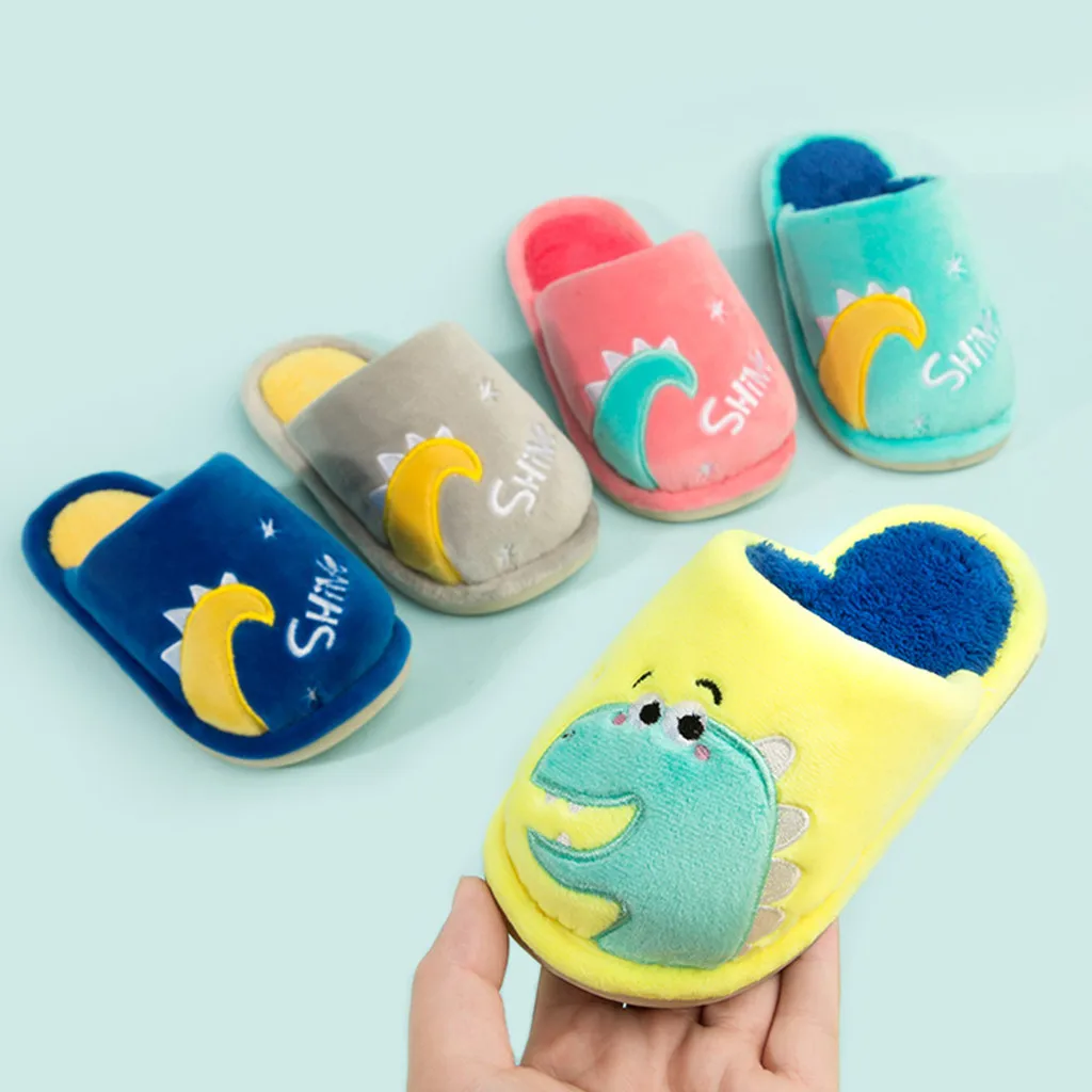 Детские тапочки; тапочки с героями мультфильмов для детей; Зимняя Теплая Бархатная Детская Обувь; домашние тапочки; Детская Обувь