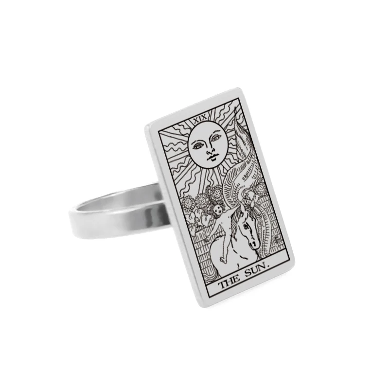 Dawapara Gold-Tone Tarot Card Stainless Steel Vintage Ring for Women - Major Arcana Inspired Jewelry