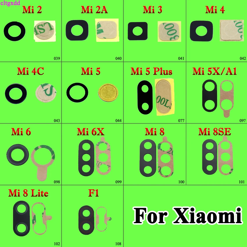 

cltgxdd 1pcs Rear back camera glass lens for Xiaomi 2 2A 3 4 5 5X 6 6X plus Mi A1 8 SE lite with Adhesive Sticker