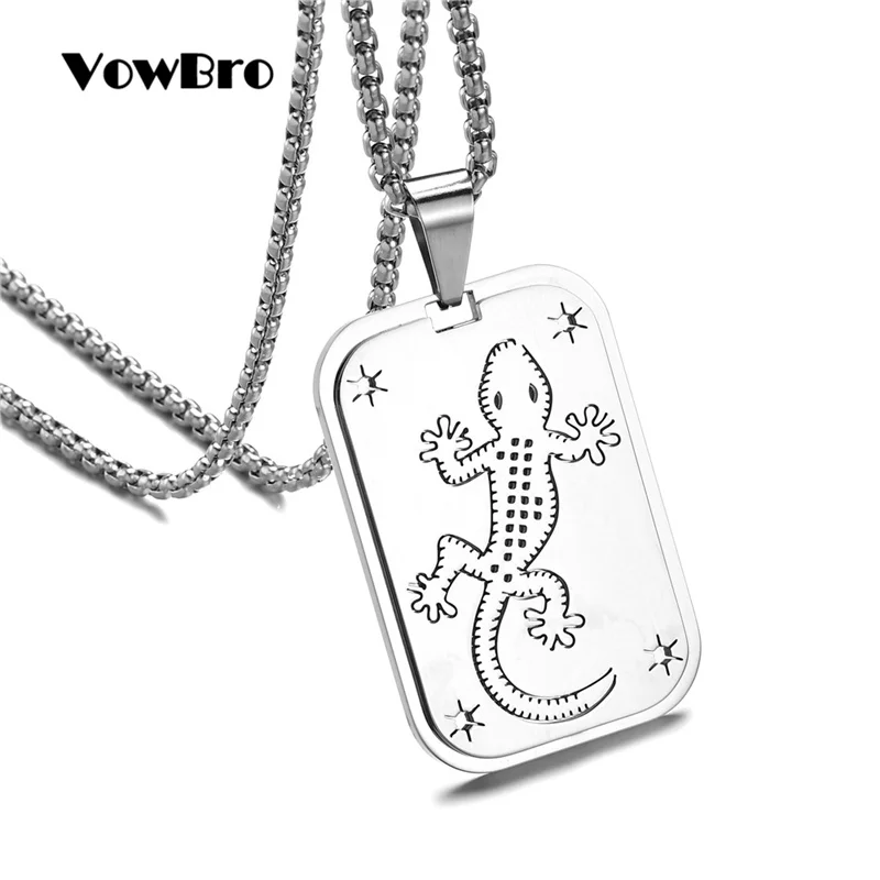 

VowBro Stainless Steel Gecko Necklaces & pendants Metal Chain Women Men Jewelry Lizard Salamander Necklaces