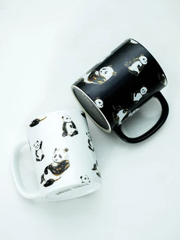 

Ceramic Panda Gold Mug Nordic Large Capacity Breakfast Milk Juice Coffee Tea Cup Creative Couple Drinkware Free Shipping