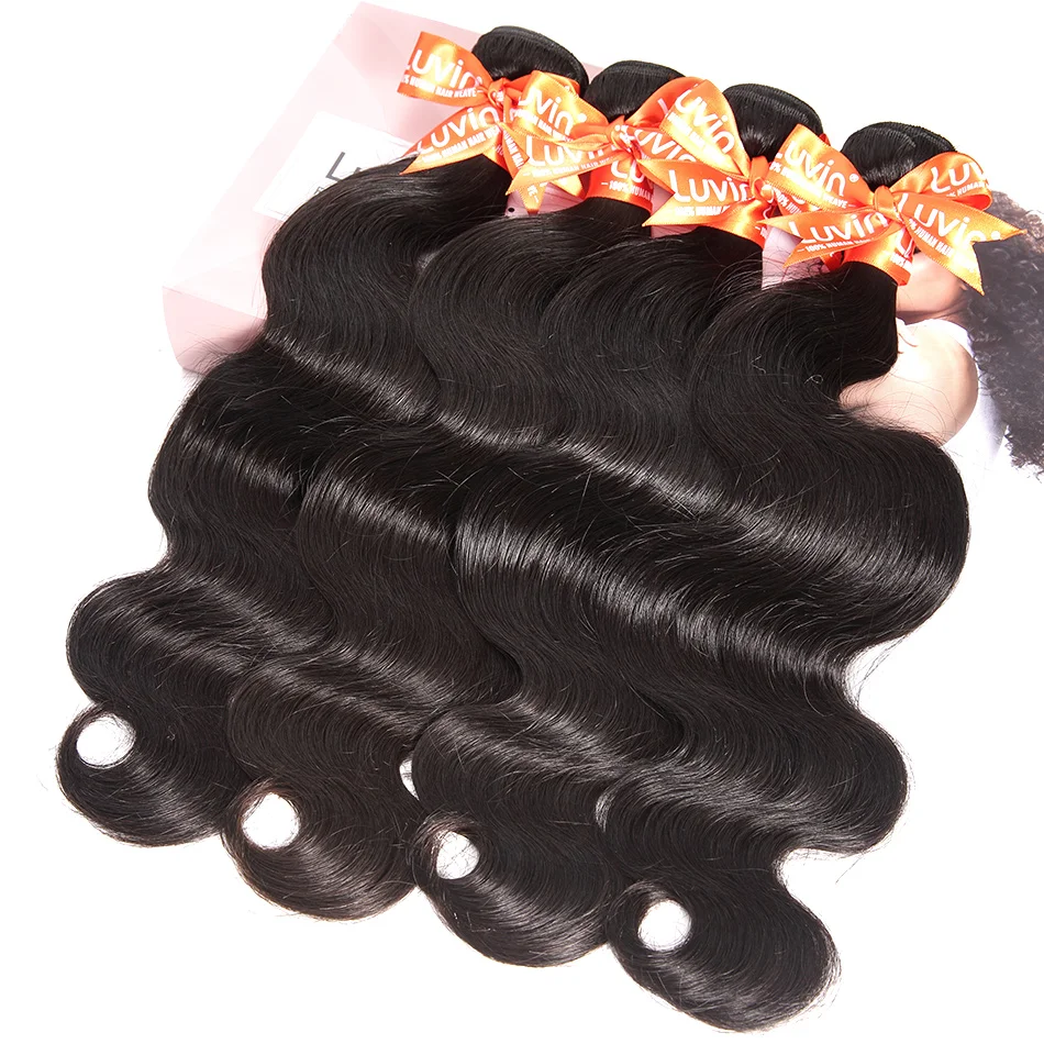 Luvin OneCut волосы, объемная волна, 8-40, 28, 30, 32 дюйма, бразильские волосы remy, натуральный цвет, 4 пряди, человеческие волосы, двойной рисунок