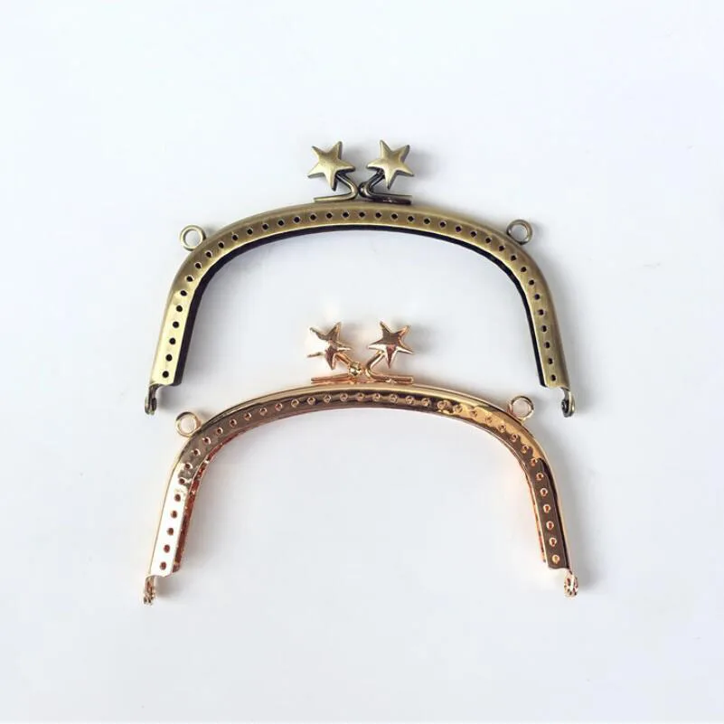 

10pcs 12.5CM Five-pointed star head Bag Kiss Clasp antique Bronze semicircle Metal Glossy Purse Frame DIY Bag Accessories AU1433