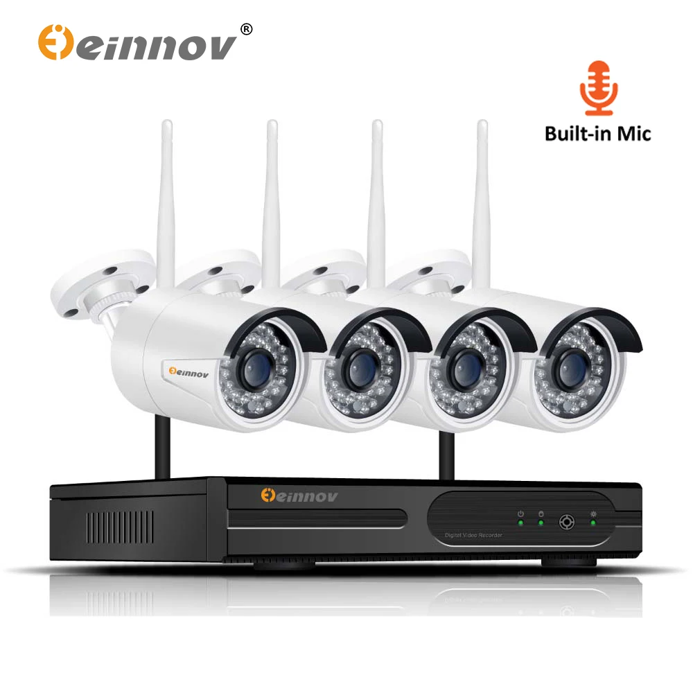 Einnov уличная камера видеонаблюдения 1080P Беспроводная CCTV 4CH NVR Wifi H.265 система безопасности комплект аудио запись HD IP Cam P2P