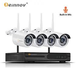 Einnov наружная камера видеонаблюдения 1080P Беспроводная CCTV 4CH NVR Wi-Fi H.265 система безопасности комплект аудио запись ip-камера с разрешением HD P2P