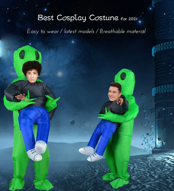 K354 Green Alien Inflatable Monster Costume Carrying Human Cosplay  Halloween
